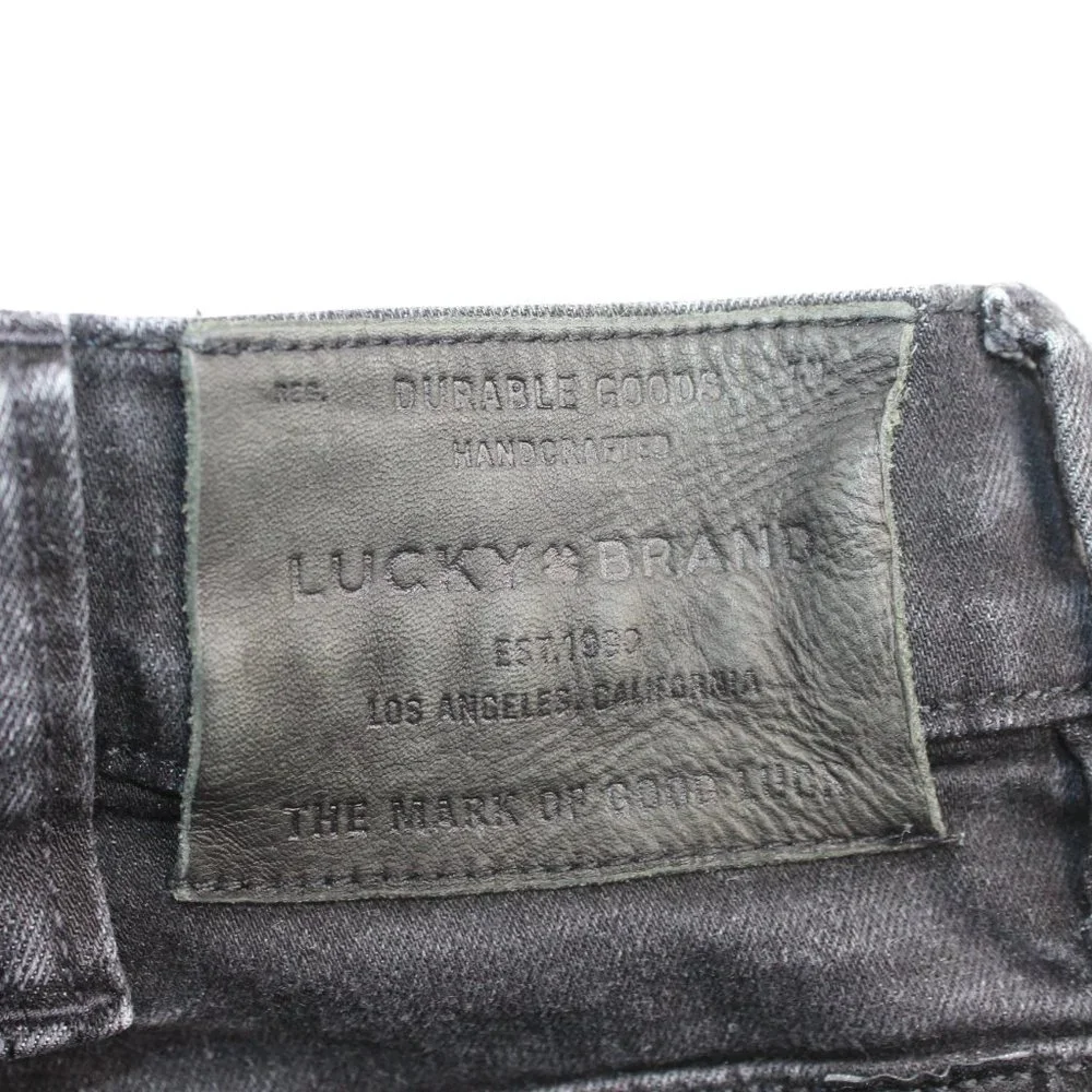 Lucky Brand 37 X 33 Athletic Fit Black Flex Straight Leg Distressed Denim Jeans - Picture 5 of 11